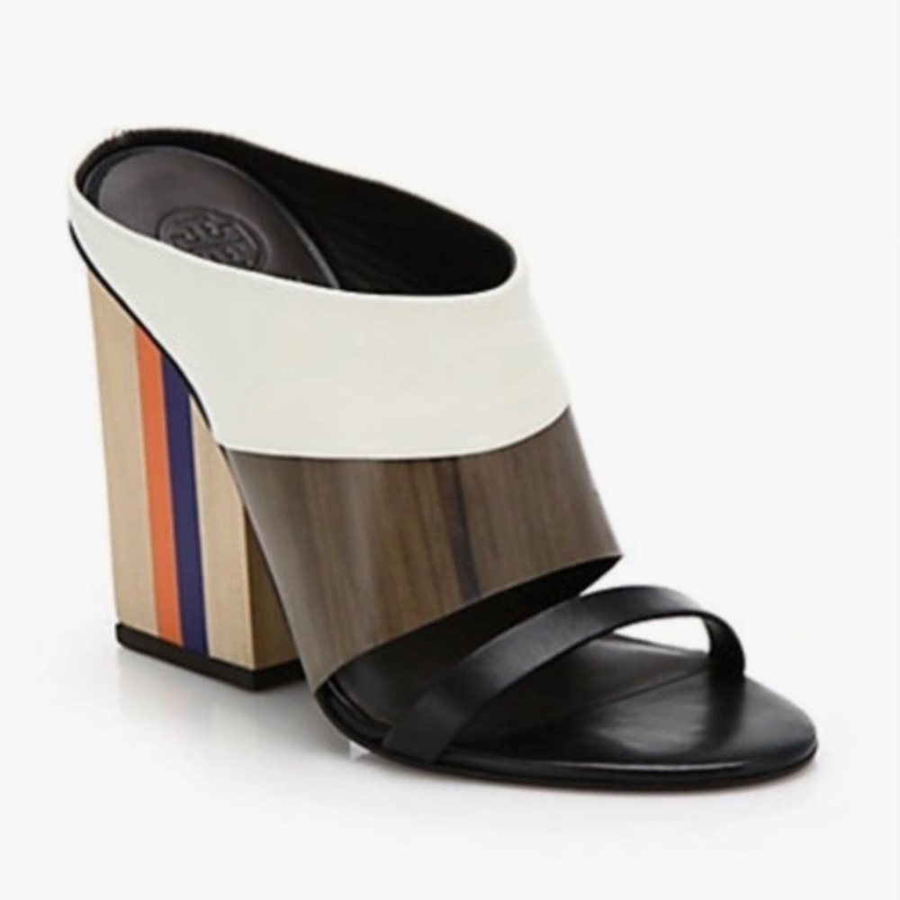 Tory Burch Mika Colorblock Mules Size 6 - Picture 2 of 14